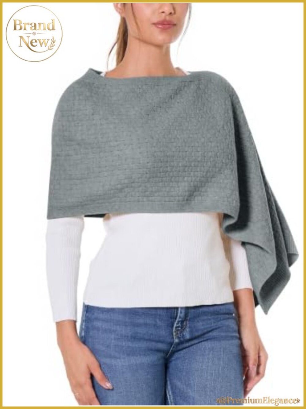 Knitted Shawl Wrap Poncho Cape Soft Acrylic Nylon